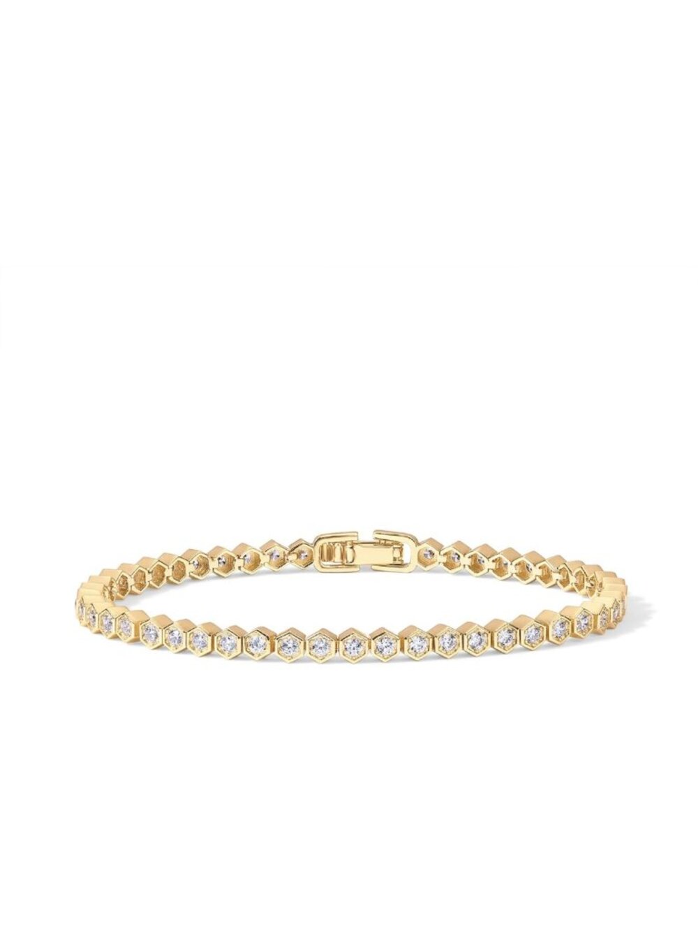 Elegant 14K Gold Plated 2mm Cubic Zirconia Honeycomb Tennis Bracelet for Women
